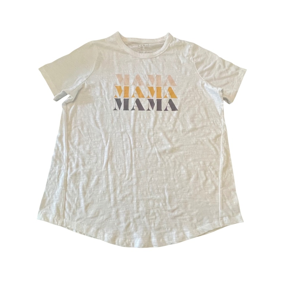 Isabel by Ingrid & Isabel White Mama Graphic Maternity T-Shirt XS Slub Cotton